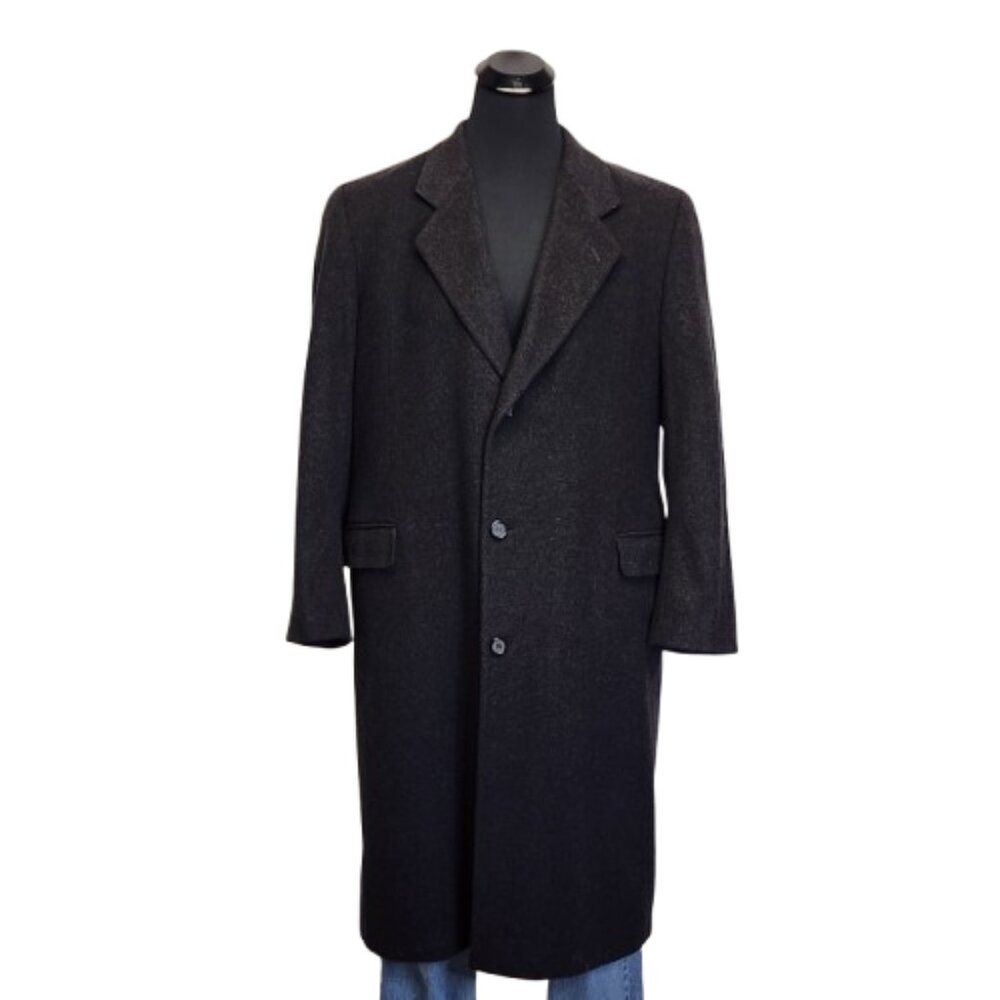 Vtg Mens 46 Overcoat Gray Italian Wool & Cashmere Made in Bulgaria Unbranded